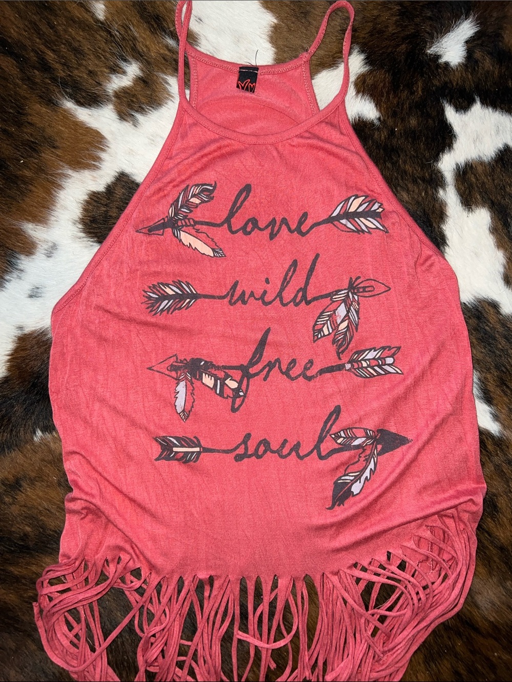 Fringe Tank Top with Arrow Graphic